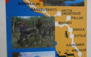 Reitti Rovaniemi - Kilpisjärvi, Lappi-karttakortti, 3 kuvapk