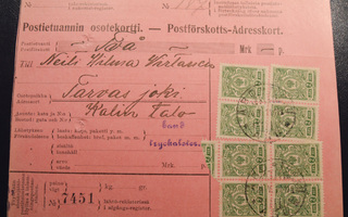 1911 Suomessa käytetyt venäläiset osoitekortilla 2 kop x 8