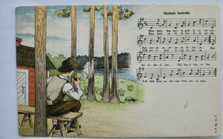 VANHA Postikortti Laulu Honkain Keskellä 1907 Kansallispuku