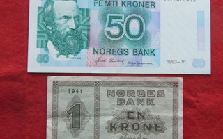 NORJAN  1-2-50 JA 100 KRONER  SETELIT