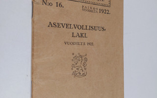 Asevelvollisuuslaki : vuodelta 1922
