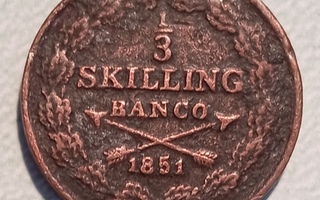 Ruotsi 1/3 skilling banco 1851