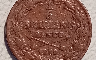 Ruotsi 1/6 skilling banco 1842
