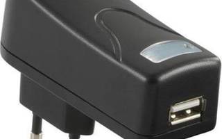 Deltaco USB laturi kotiin, USB A naaras, 1A *UUSI*