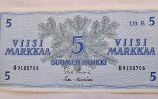 5 mk 1963 Litt B U-sarja Pakkasileä