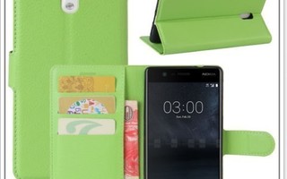 Nokia 3 - Vihreä lompakkokuori & suojakalvo #23358