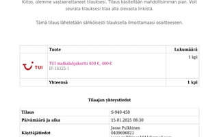 Tui 400€ Matkalahjakortti