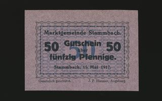 Saksa Notgeld 50 Pfennig, Stammbach 15.5.1917