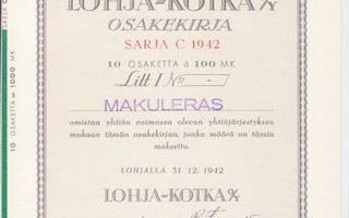 OKK 1942 Lohja-Kotka Oy bla, Lohja osakekirja