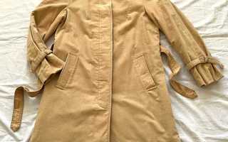 VINTAGE 70s vakosamettinen beige pitkä takki trenssi 70-luku