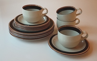 Arabia, Reimari - Inkeri Leivo - 4 kahvikuppia lautasineen