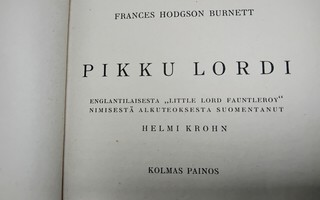 Pikku Lordi - Frances Hodgson Burnett ( sid.)