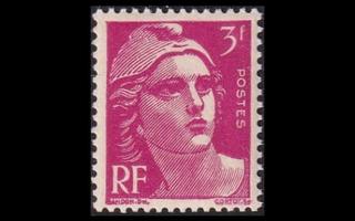 Ranska 792 ** Marianne 3 Fr punertavanlila (1947)