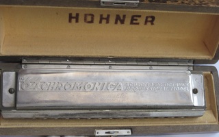 VANHA Huuliharppu Hohner 64 Chromonica Alkup. PuuRasia Saksa