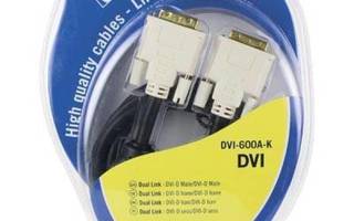 Deltaco DVI-D Dual Link monitorikaapeli, kullattu, 3m *UUSI*