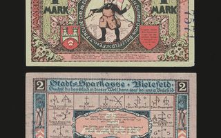 Saksa Notgeld 1, 2 Mark, Bielefeld 1921