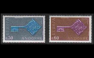 Andorra Fr 208-9 ** Europa (1968)