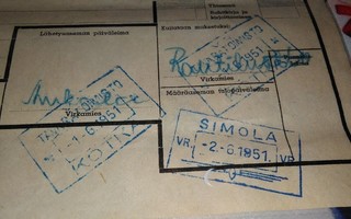 VR Kotka Simola Asemaleima Shell Rahtikirja 1951 PK140/8