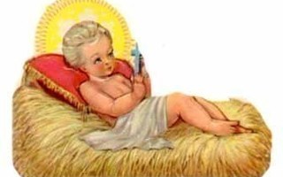 MLP 958 / Jeesus-lapsi seimessä - ripsutyyny. 1950-60-l.