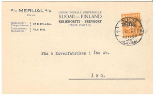 Oulu,  v. 1936  firmakortti kotiseutukeräilijälle