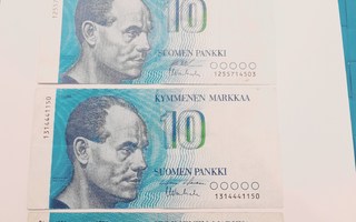 10 Markan seteleitä 1986