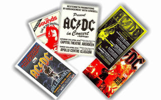 AC/DC -- juliste setti A4 x 5 (mm. UPEA lahja !!!) #1 acdc