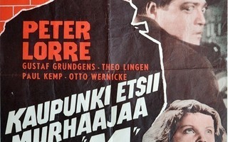 Elokuvajuliste: Kaupunki etsii murhaajaa "M" (Fritz Lang)