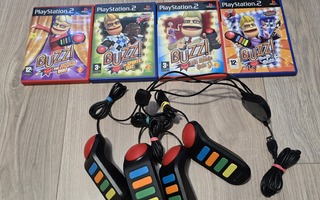 Buzz ohjaimet + 4 peliä - Ps2