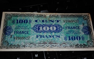 Ranska France 100 Francs 1944 Military sn827 VF