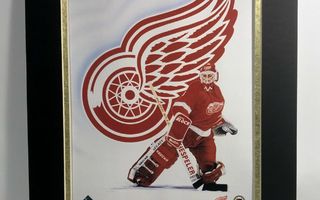 Aito Detroit Red Wings NHL litografia 1990-luku kehystetty