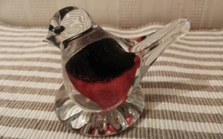 Lasinen punatulkku lintu figuuri Fiskars Huppila