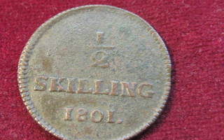 1/2 skilling 1801 Ruotsi-Sweden