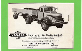 Vanaja-kuorma-auto - 1954 lehtimainos A5 laminoitu