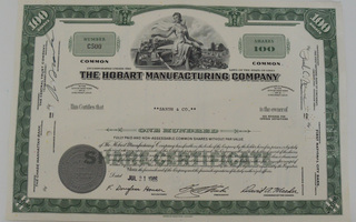 The Hobart Manufacturing Company 1965 Osakekirja