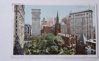 Trinity Churchyard pilvenpiirtäjät New York kortti v 1909