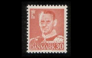 Tanska 334 ** Frederik IX 30 öre ruskeanpunainen (1952)