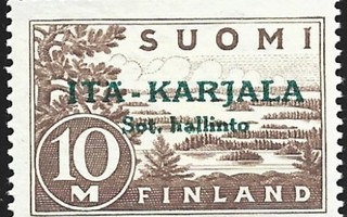 1941 Itä-Karjala 10 mk Vihreä lisäpainama ** LaPe 14