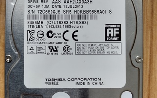 Toshiba kovalevy, 1 Tt SATA 2,5''