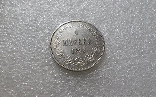 1 mk 1892  Hopeaa  siisti  kulkematon   raha   kl 8- 9