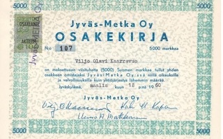 1960 Jyväs-Metka Oy, Jyväskylä osakekirja