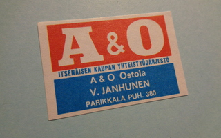 TT-etiketti A&O Ostola V. Janhunen, Parikkala