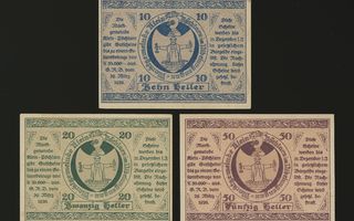 Itävalta Notgeld 10, 20, 50 Heller, Klein-Pöchlarn 1920