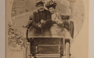 Autoaiheinen postikortti vuodelta 1902