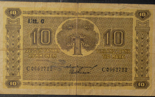 10 Markkaa 1922 Litt C C0662722 Burgman - Kivikoski 