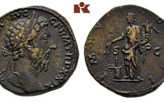 ANTIIKIN ROOMA: Marcus Aurelius, Æ-Sestertius 174-175