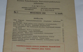 Tuberkuloosilehti 1932 Suomen Tuberkuloosin Vastustamisyhdis