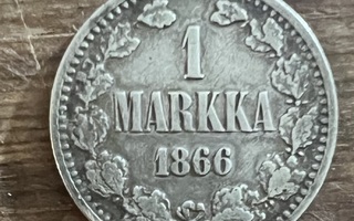 1 markka hopeaa 1866