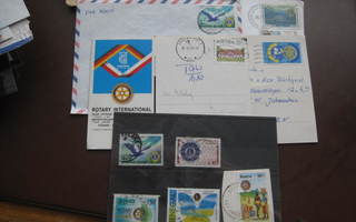 Lions/Rotary postimerkkejä irtona + kuorilla