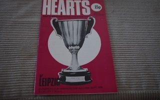 Käsiohjelma Euroopan cupvoittajien cup Hearts – Leipzig 1976