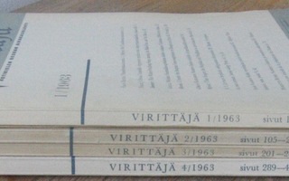 Virittäjä 1963 vuosikerta. 416 s. + sisällysluettelo.